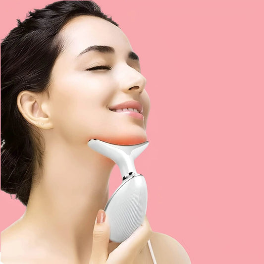 3 in 1 Face Massager Tool Red Light Therapy for Face and Neck, Portable Face Lift Device, Neck Massager for Double Chin Reducer